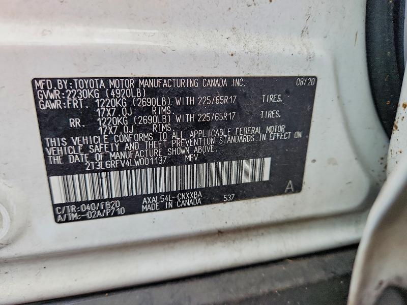 2020 Toyota Rav4 Hybrid მანქანა იყიდება აუქციონზე, vin: 2T3L6RFV4LW001137, აუქციონის ნომერი: 49075086