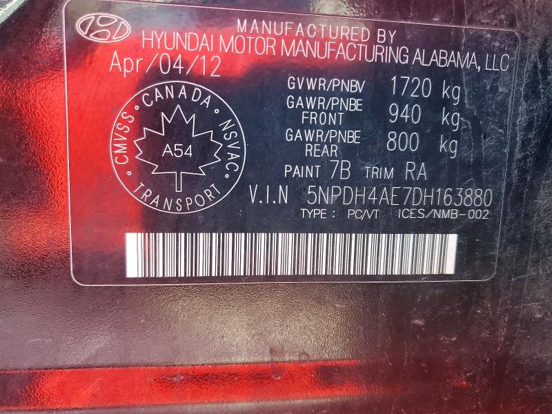 Aukcja sprzedaży 2013 Hyundai Elantra, vin: 5NPDH4AE7DH163880, numer aukcji: 49810096