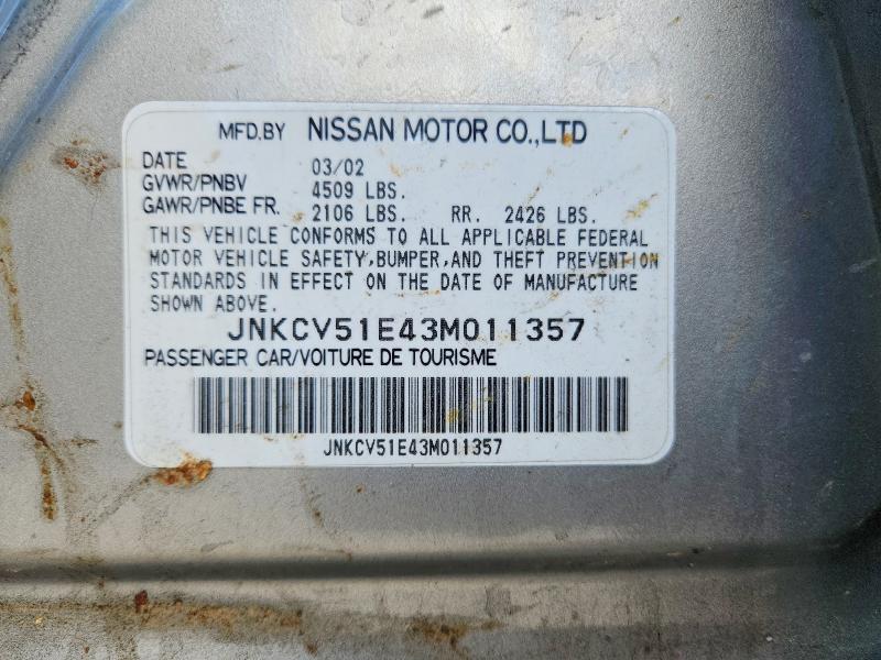 2003 Infiniti G35 მანქანა იყიდება აუქციონზე, vin: JNKCV51E43M011357, აუქციონის ნომერი: 49619546