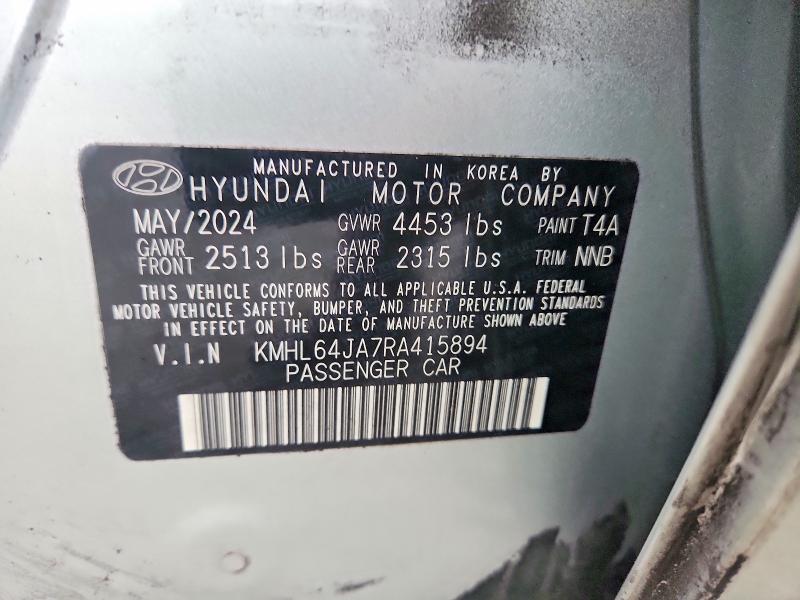 2024 Hyundai Sonata მანქანა იყიდება აუქციონზე, vin: KMHL64JA7RA415894, აუქციონის ნომერი: 51905096