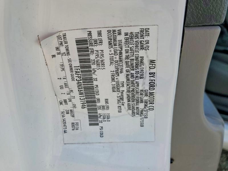Продажа на аукционе авто 2006 Ford Focus, vin: 1FAFP34NX6W131946, номер лота: 51691476