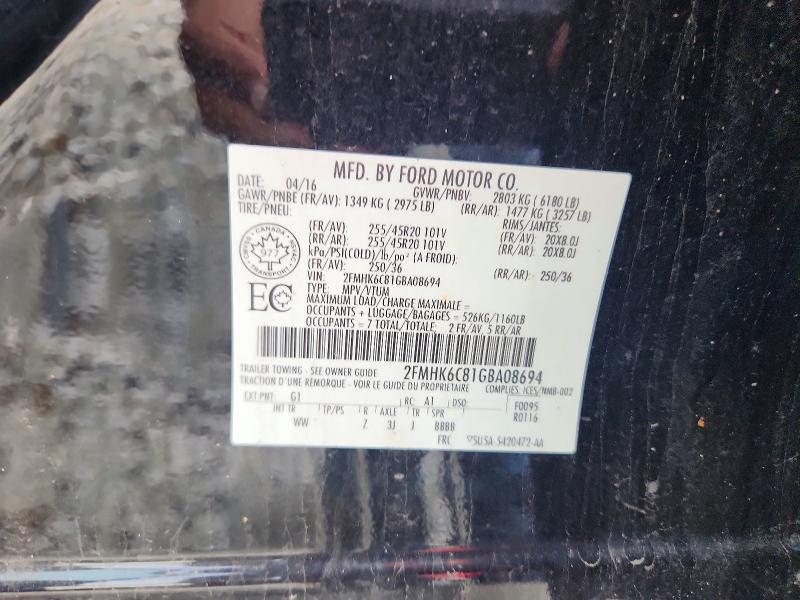2016 Ford Flex მანქანა იყიდება აუქციონზე, vin: 2FMHK6C81GBA08694, აუქციონის ნომერი: 50982926