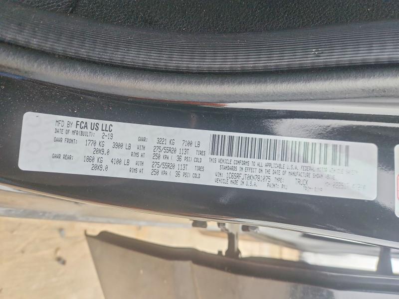 Продажа на аукционе авто 2019 Ram 1500, vin: 1C6SRFJT0KN781075, номер лота: 51814616