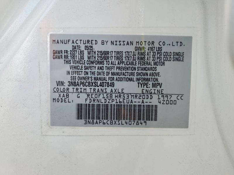 Aukcja sprzedaży 2025 Nissan Kicks, vin: 3N8AP6CBXSL407849, numer aukcji: 50922636