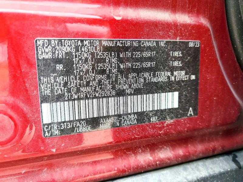 2023 Toyota Rav4 მანქანა იყიდება აუქციონზე, vin: 2T3W1RFV2PW292836, აუქციონის ნომერი: 48119596