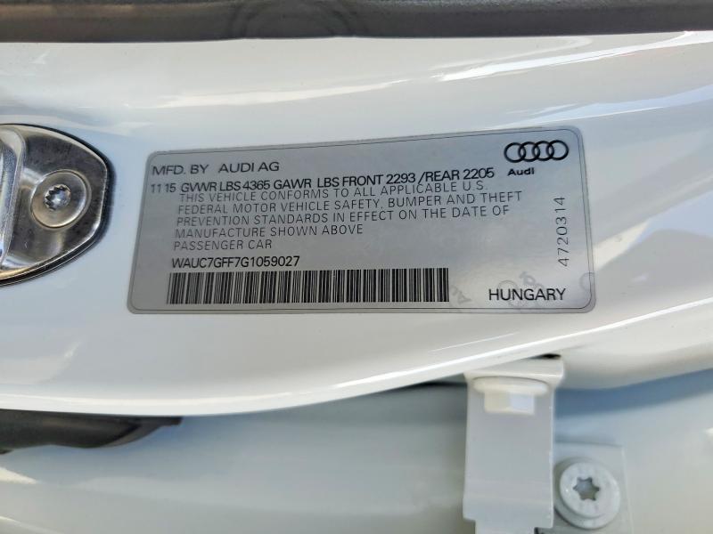 50422676 :رقم المزاد ، WAUC7GFF7G1059027 vin ، 2016 Audi A3 مزاد بيع