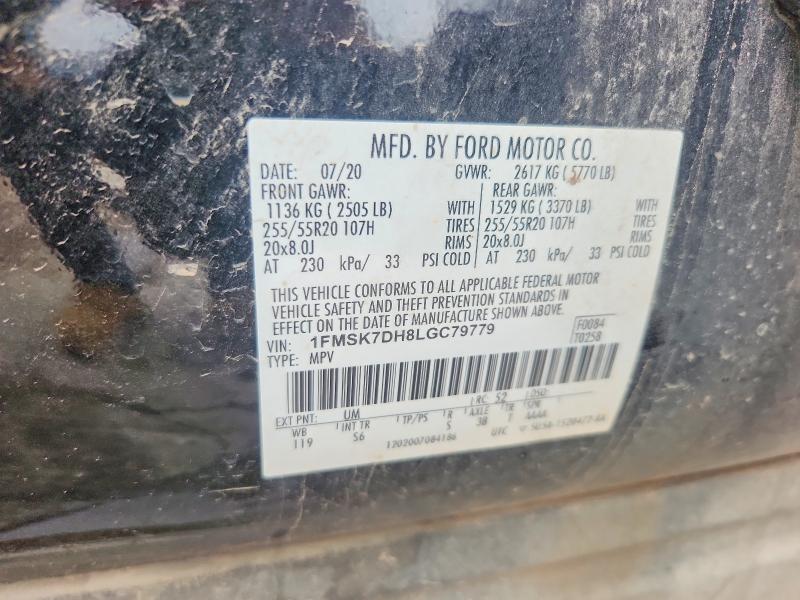 Aukcja sprzedaży 2020 Ford Explorer, vin: 1FMSK7DH8LGC79779, numer aukcji: 49687566