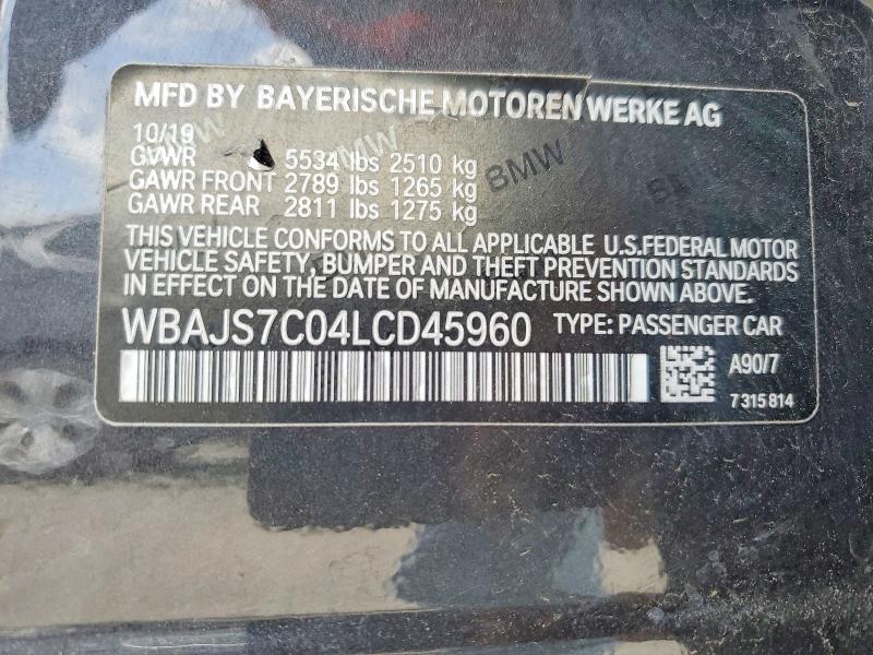 Aukcja sprzedaży 2020 Bmw M550xi, vin: WBAJS7C04LCD45960, numer aukcji: 48807016