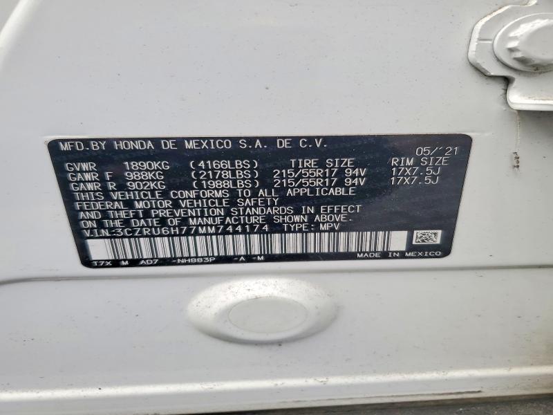 2021 Honda Hr-v მანქანა იყიდება აუქციონზე, vin: 3CZRU6H77MM744174, აუქციონის ნომერი: 51444946