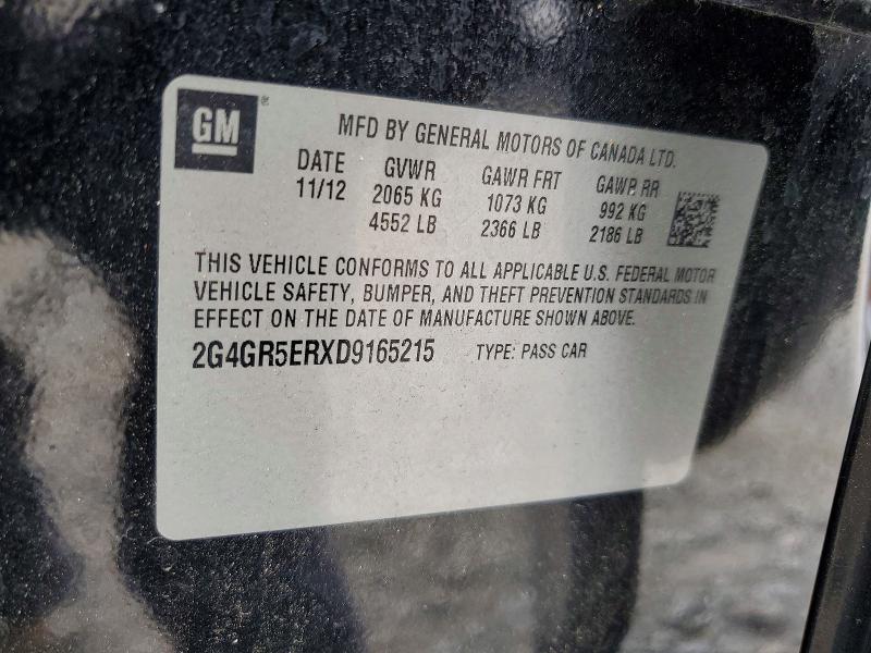48317516 :رقم المزاد ، 2G4GR5ERXD9165215 vin ، 2013 Buick Regal مزاد بيع