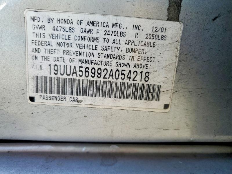 50115326 :رقم المزاد ، 19UUA56992A054218 vin ، 2002 Acura 3.2tl مزاد بيع