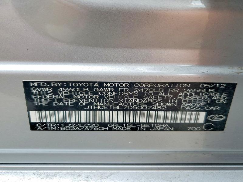 Auction sale of the 2013 Lexus Gs, vin: JTHCE1BL7D5007482, lot number: 51292186
