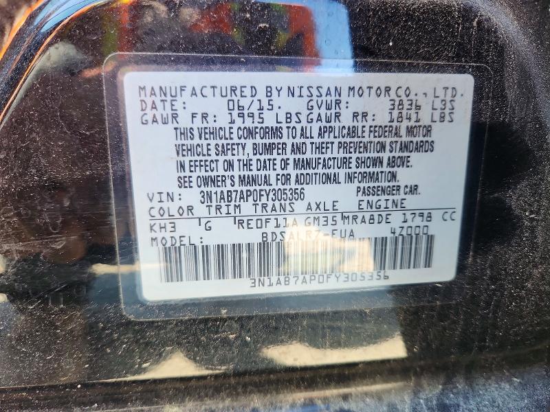 Продаж на аукціоні авто 2015 Nissan Sentra, vin: 3N1AB7AP0FY305356, номер лоту: 48826616