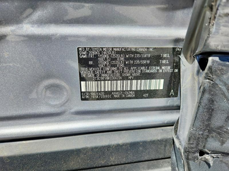 Aukcja sprzedaży 2019 Toyota Rav4, vin: 2T3C1RFV8KC004234, numer aukcji: 49184366