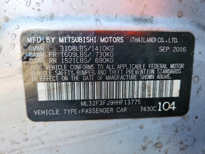 Продаж на аукціоні авто 2017 Mitsubishi Mirage, vin: ML32F3FJ9HHF13775, номер лоту: 50973036