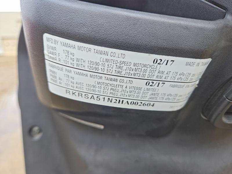Продажа на аукционе авто 2017 Yamaha Yw50, vin: RKRSA51N2HA002604, номер лота: 50760066