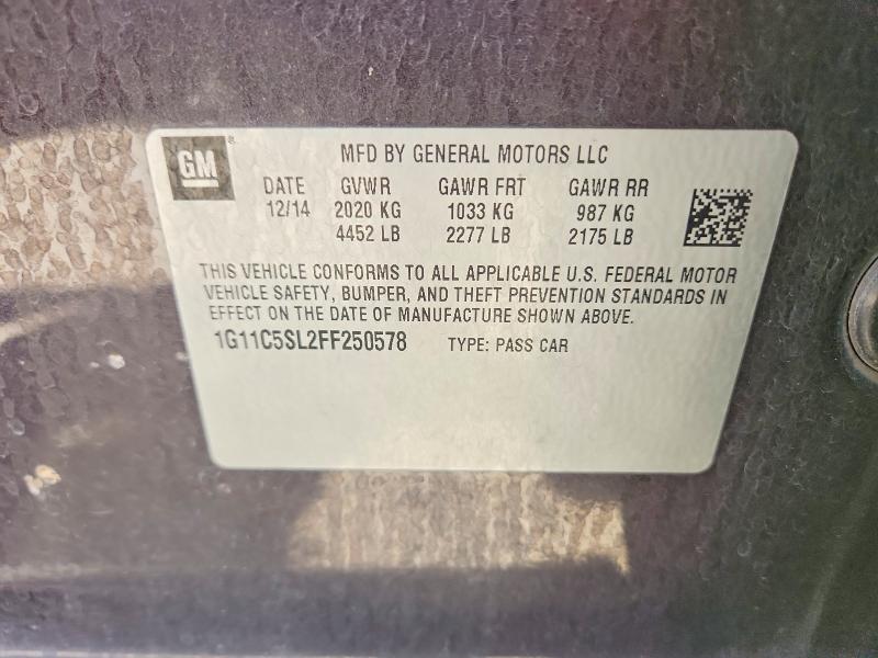 Продаж на аукціоні авто 2015 Chevrolet Malibu, vin: 1G11C5SL2FF250578, номер лоту: 49880406