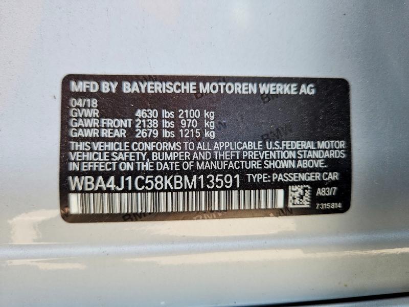 Продажа на аукционе авто 2019 Bmw 430i, vin: WBA4J1C58KBM13591, номер лота: 49499836