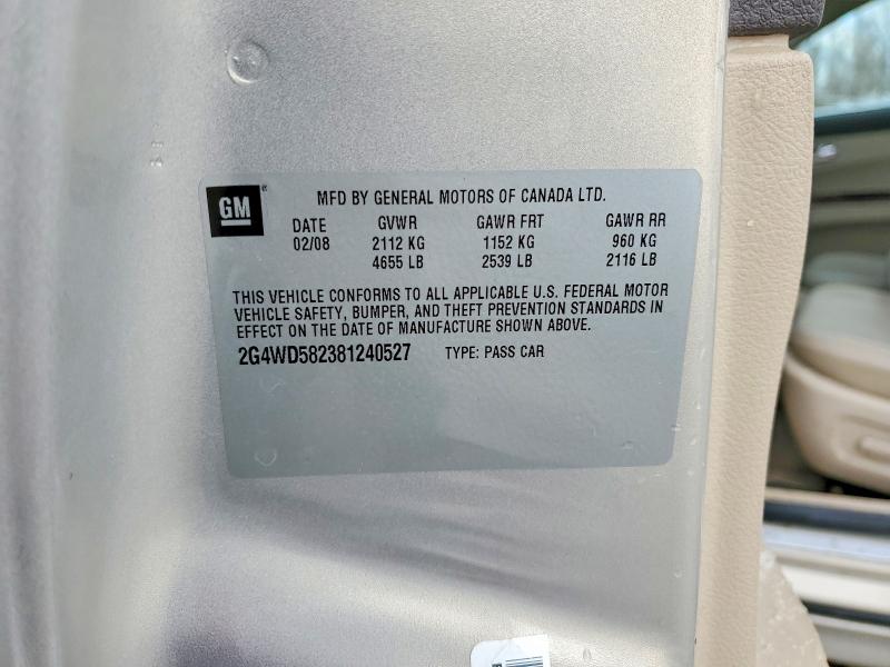 Aukcja sprzedaży 2008 Buick Lacrosse, vin: 2G4WD582381240527, numer aukcji: 49590826