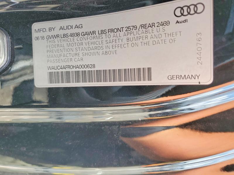 Aukcja sprzedaży 2017 Audi S5, vin: WAUC4AFR0HA000628, numer aukcji: 51272976