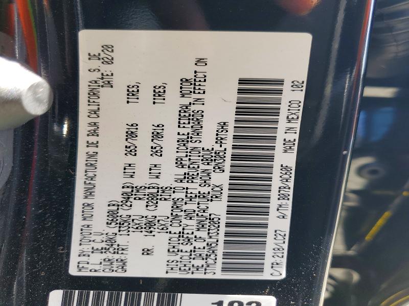 2020 Toyota Tacoma მანქანა იყიდება აუქციონზე, vin: 3TMCZ5AN5LM332057, აუქციონის ნომერი: 50274916
