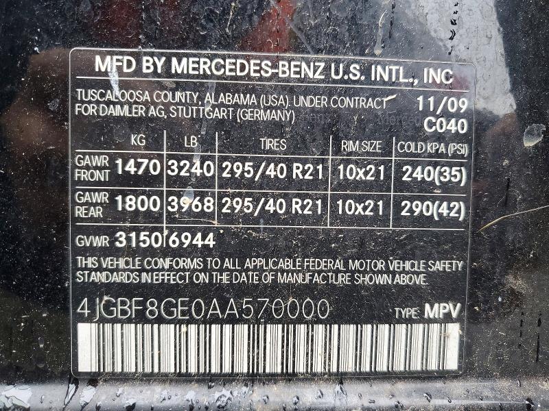 Aukcja sprzedaży 2010 Mercedes-benz Gl, vin: 4JGBF8GE0AA570000, numer aukcji: 52127236
