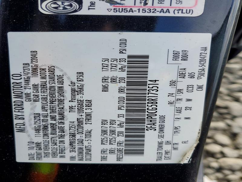 Aukcja sprzedaży 2011 Ford Fusion, vin: 3FAHP0CG5BR173514, numer aukcji: 51483356
