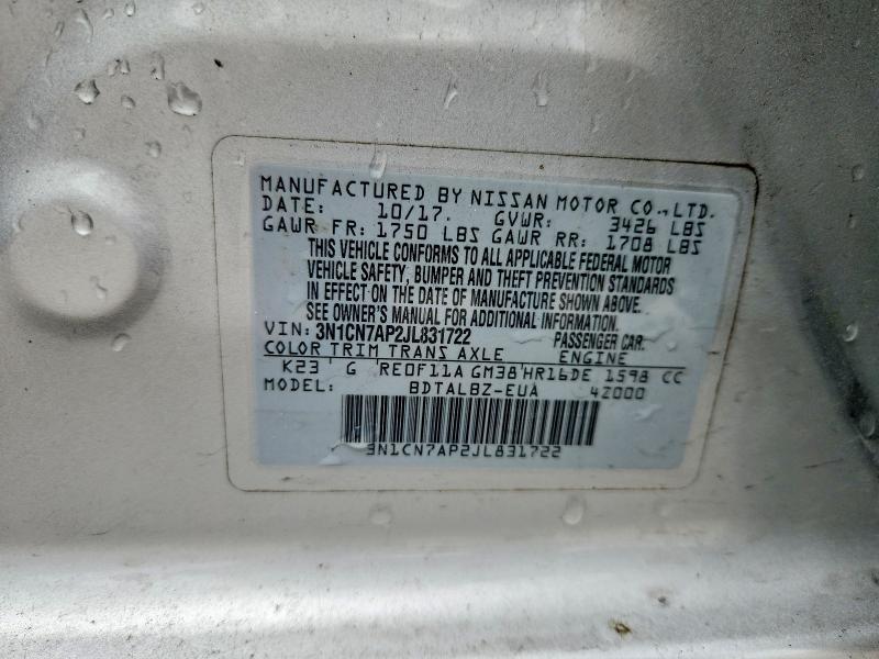 Aukcja sprzedaży 2018 Nissan Versa, vin: 3N1CN7AP2JL831722, numer aukcji: 48491126