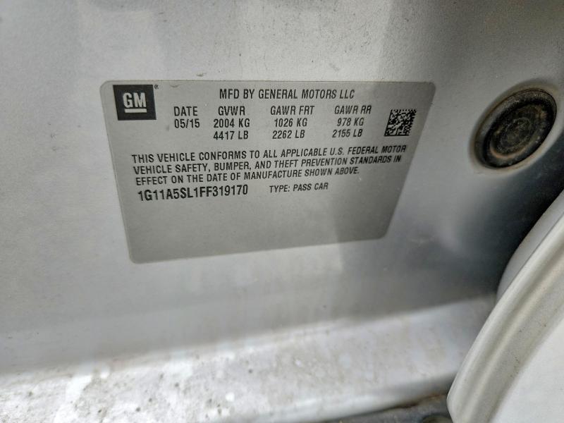 2015 Chevrolet Malibu მანქანა იყიდება აუქციონზე, vin: 1G11A5SL1FF319170, აუქციონის ნომერი: 50638566