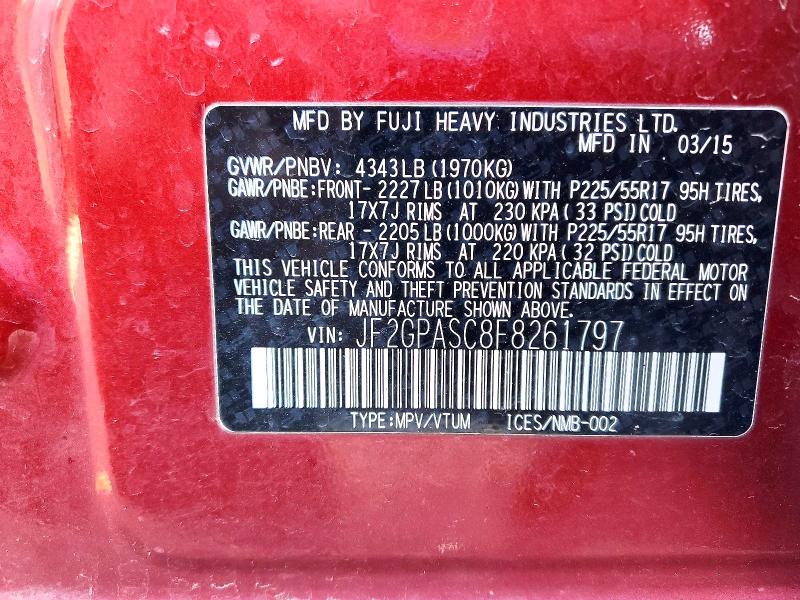 2015 Subaru Xv Crosstrek მანქანა იყიდება აუქციონზე, vin: JF2GPASC8F8261797, აუქციონის ნომერი: 48975496