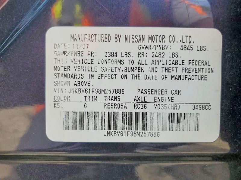 Продаж на аукціоні авто 2008 Infiniti G35, vin: JNKBV61F98M257886, номер лоту: 49473136