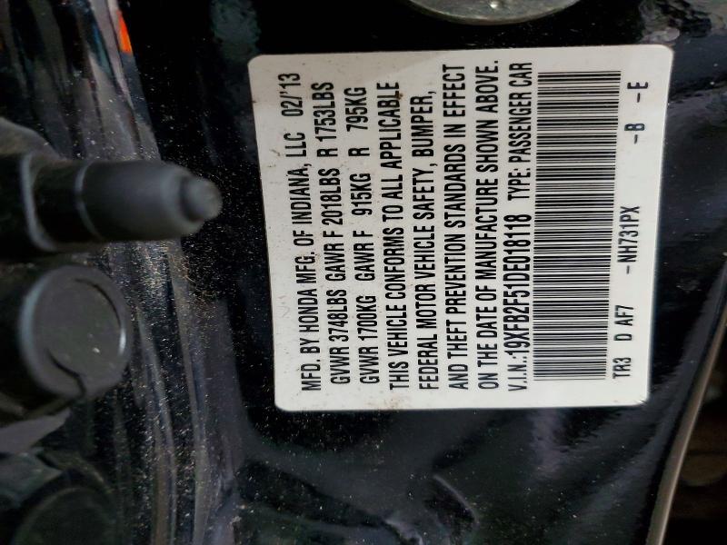 Aukcja sprzedaży 2013 Honda Civic, vin: 19XFB2F51DE018118, numer aukcji: 51143576