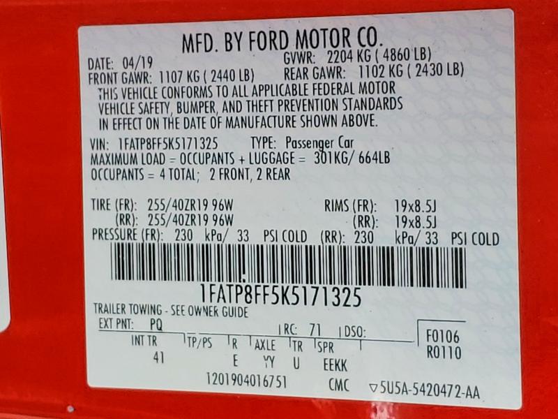 Продажа на аукционе авто 2019 Ford Mustang, vin: 1FATP8FF5K5171325, номер лота: 48198866