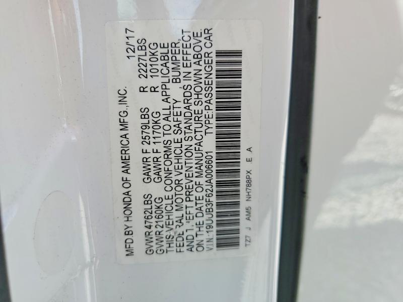 Aukcja sprzedaży 2018 Acura Tlx, vin: 19UUB3F62JA006601, numer aukcji: 50321206