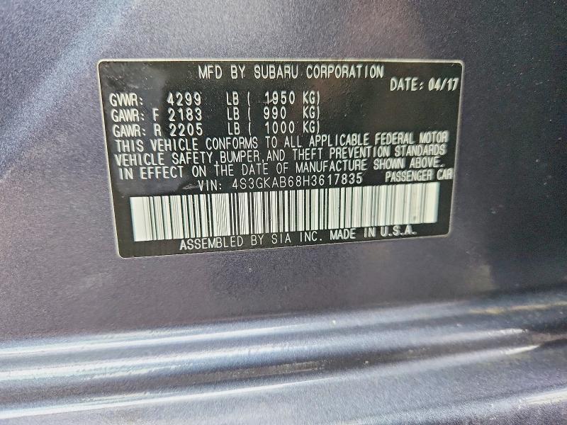 Продажа на аукционе авто 2017 Subaru Impreza, vin: 4S3GKAB68H3617835, номер лота: 51499836