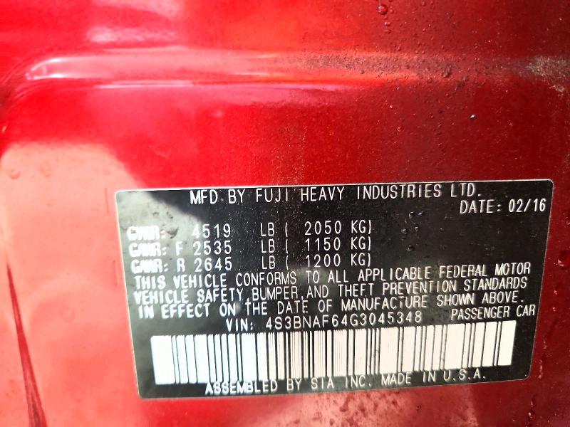 Aukcja sprzedaży 2016 Subaru Legacy, vin: 4S3BNAF64G3045348, numer aukcji: 51663206
