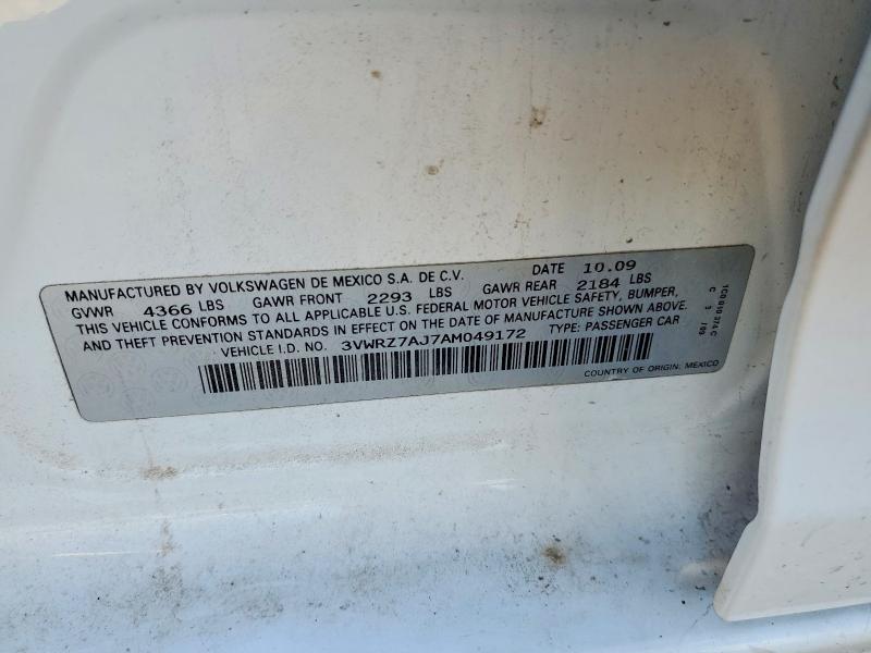 Aukcja sprzedaży 2010 Volkswagen Jetta, vin: 3VWRZ7AJ7AM049172, numer aukcji: 49972206