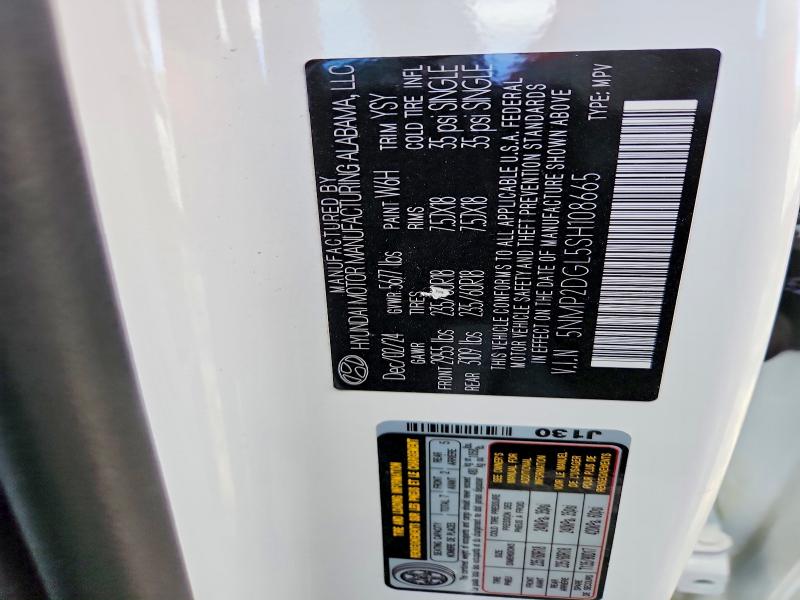 2025 Hyundai Santa Fe მანქანა იყიდება აუქციონზე, vin: 5NMP2DGL5SH108665, აუქციონის ნომერი: 50429546