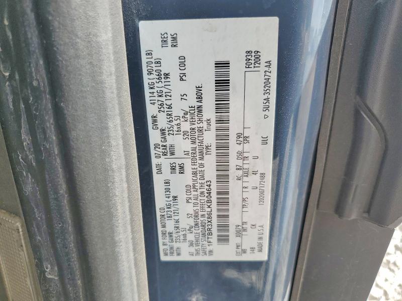 49334356 :رقم المزاد ، 1FTBR3X86LKB04643 vin ، 2020 Ford Transit مزاد بيع