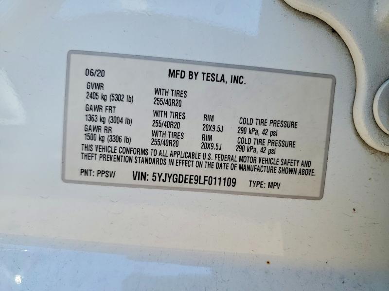 Aukcja sprzedaży 2020 Tesla Model Y, vin: 5YJYGDEE9LF011109, numer aukcji: 50786526