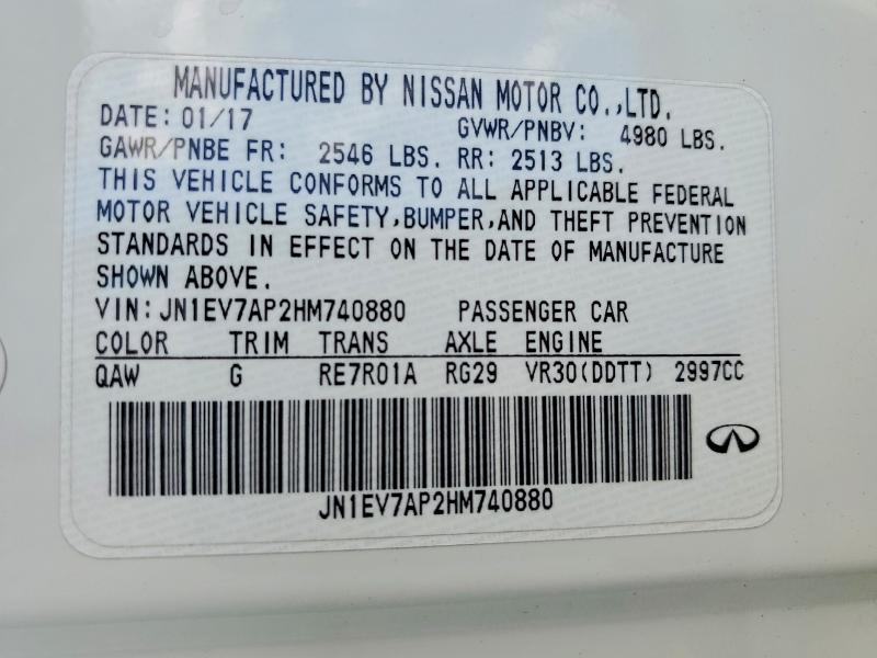 Aukcja sprzedaży 2017 Infiniti Q50, vin: JN1EV7AP2HM740880, numer aukcji: 48632626