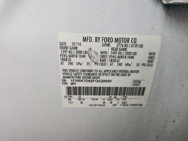 Aukcja sprzedaży 2015 Ford Explorer, vin: 1FM5K7D82FGA25650, numer aukcji: 50760576