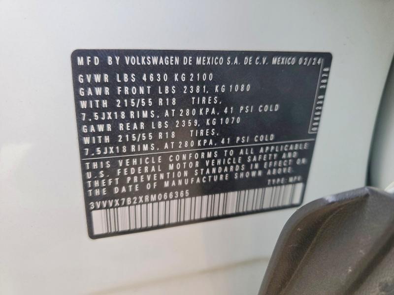 48953596 :رقم المزاد ، 3VVVX7B2XRM066365 vin ، 2024 Volkswagen Taos مزاد بيع