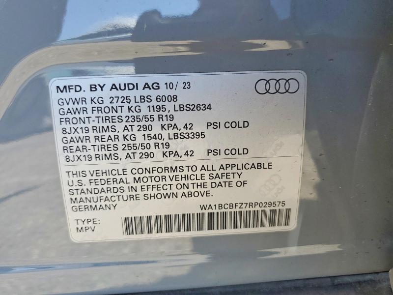 2024 Audi Q4 E-tron მანქანა იყიდება აუქციონზე, vin: WA1BCBFZ7RP029575, აუქციონის ნომერი: 51127436