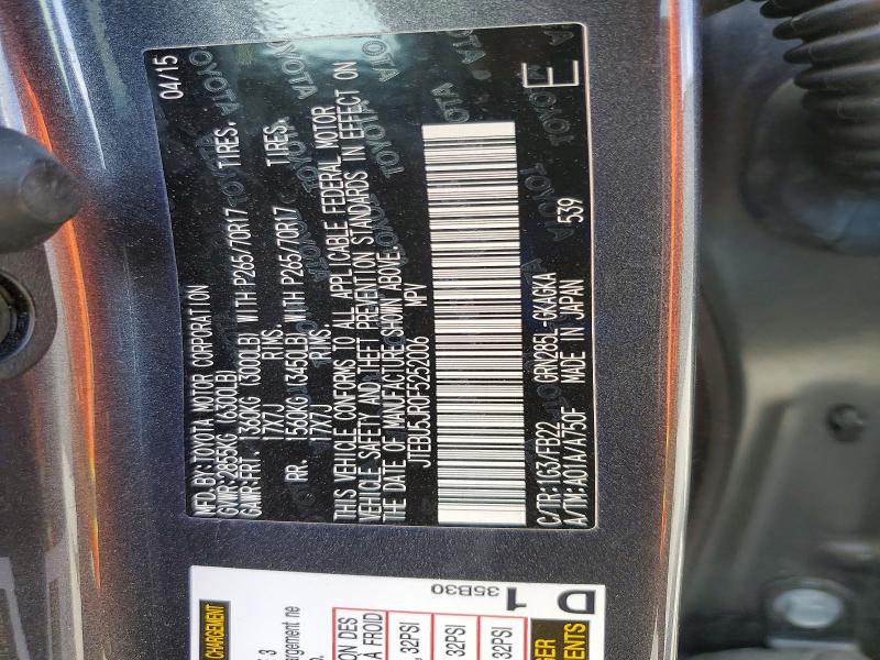 Продаж на аукціоні авто 2015 Toyota 4runner, vin: JTEBU5JR0F5252006, номер лоту: 48679956