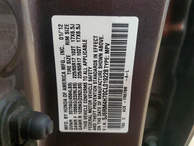 Aukcja sprzedaży 2012 Honda Cr-v, vin: 5J6RM4H70CL019228, numer aukcji: 49448726