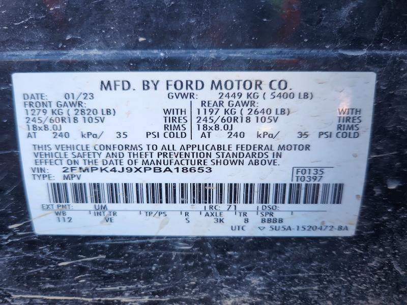 2023 Ford Edge მანქანა იყიდება აუქციონზე, vin: 2FMPK4J9XPBA18653, აუქციონის ნომერი: 50568746