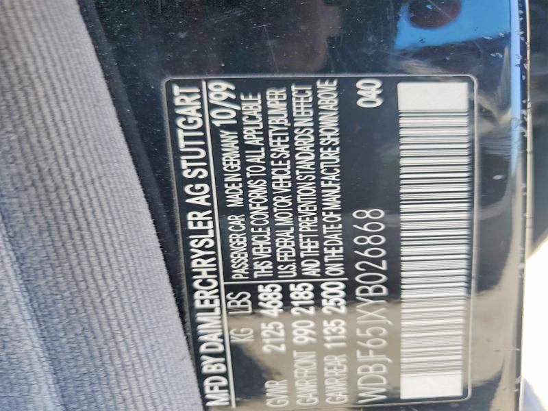 Aukcja sprzedaży 2000 Mercedes-benz E, vin: WDBJF65JXYB026868, numer aukcji: 50554716
