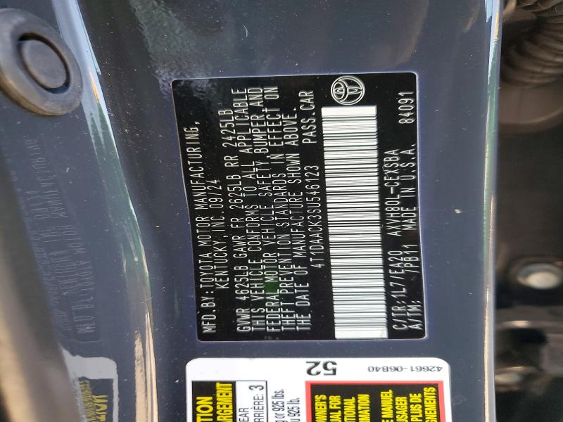 2025 Toyota Camry მანქანა იყიდება აუქციონზე, vin: 4T1DAACK3SU546123, აუქციონის ნომერი: 49902626