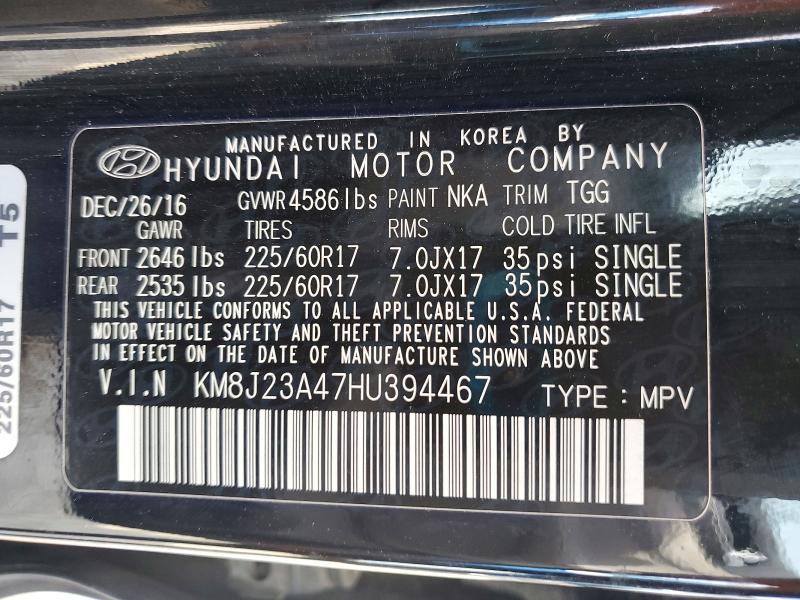 Продаж на аукціоні авто 2017 Hyundai Tucson, vin: KM8J23A47HU394467, номер лоту: 50099966